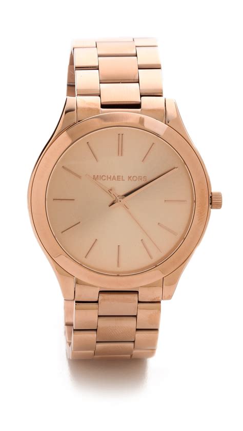 michael kors slim runway rose gold watch|michael kors men's watches black.